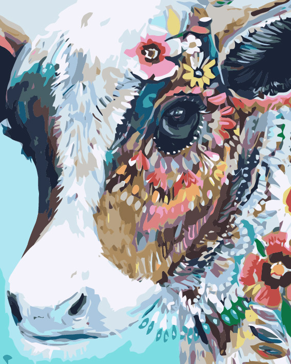 Painting By Numbers Kit 40x50cm Flower Cow
