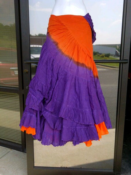 DIP DYE- 25-Yard Pure Cotton Skirts - Orange Purple - Magical Fashions