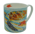 Bone china mug with turtle and starfish design.