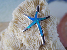 Starfish pendant made of sterling silver and blue opal. 