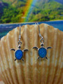 Turtle earrings made of sterling silver and blue opal. 