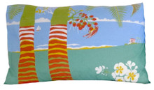 Hand screen printed Barbados Scene pillowcase.