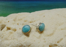Larimar and silver stud earrings.
