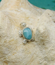 Larimar and silver turtle pendant.