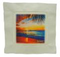 Linen cocktail napkin with sunset in Barbados