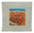 Linen cocktail napkin with hatchlings.