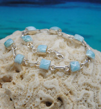 Larimar and silver bracelet.