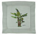 Cocktail napkin with banana tree.