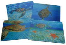 Set of 4 different placemats featuring paintings by Sue Trew.