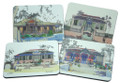 Set of 4 different coasters featuring paintings by Jill Walker.
