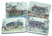 Set of 4 different coasters featuring paintings by Jill Walker.