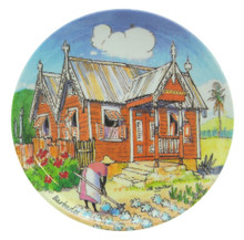 Small round dish with tending cabbages design.