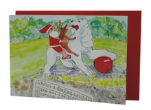 Santa and Rudolph visiting the lion at Gun Hill in Barbados!