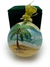 A glass Christmas Ball hand painted all around.