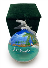 A glass Christmas Ball hand painted all around.