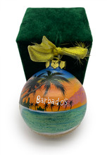 A glass Christmas Ball hand painted all around.