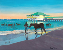 Early morning swimming with racehorses. 