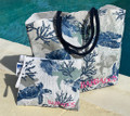Beautiful Barbados navy turtle bag with matching pouch.