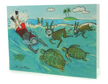 Santa feeding turtles in Barbados.