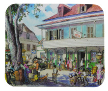 A mouse pad with a painting of Speightstown drawn some years ago by Jill Walker