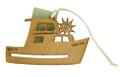 Wood Christmas Decoration Fishing Boat