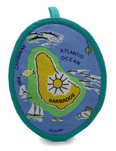 The front of the Easter Caribbean pot holder with Barbados.