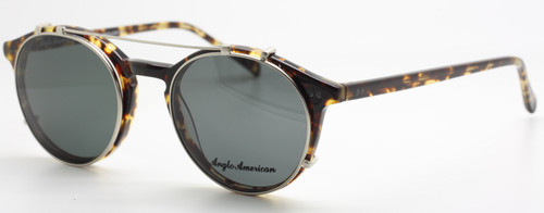 Vintage Style Anglo American 406 Tortoiseshell Effect Eyewear With Matching Sun Clip At The Old Glasses Shop