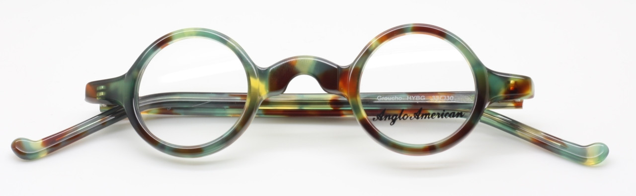 Anglo American Groucho True Round Small Lens Glasses In Green Multi ...