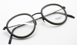FEB31st Hand Made To Order Grey and Black, Wood & Metal Combination Panto Glasses Model NICO