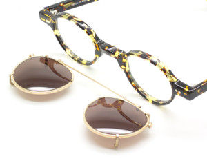 Frame Holland 704 06 Small Round Style Eyewear With Matching Sun Clip At The Old Glasses Shop Ltd