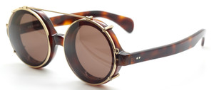 Thick Rimmed True Round Beuren Eyewear In Tortoiseshell Effect With Matching Sun Clip at The Old Glasses Shop Ltd