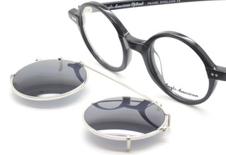 Anglo American 400 Black Acetate Round Eyewear With Matching Sun Clip At The Old Glasses Shop Ltd