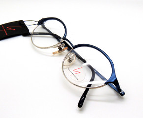 Oval Half Rimmed Style Spectacles In Blue And Silver