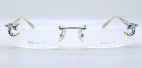 Boucheron Gold Plated Titanium designer rimless glasses from The Old Glasses Shop Ltd