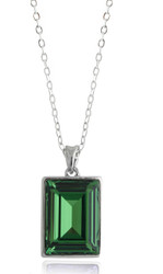 Emerald Swarovski Crystal Necklace in Brass
