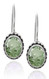 Oval Green Amethyst Sterling Silver Earring with Beadwork