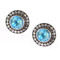 Round Stud Earrings with Blue Topaz Stone with Dot Accent
