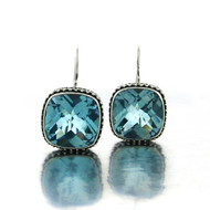 Dangling Square Blue Topaz Sterling Silver Earring - Artune Jewelry Online