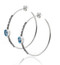 Hoop Earring with Beadwork and Blue Topaz Cabachon