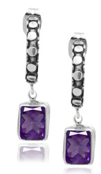 Dotted Huggy Earring with Amethyst Drop