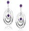 Triple Textured Oval Earring with Amethyst Drop