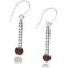 Dotted Stick Sterling Silver Earring with Garnet