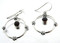 Hammered Open Circle Sterling Silver Earring with Garnet Dangle and Florettes 