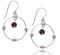 Hammered Open Circle Sterling Silver Earring with Garnet Dangle and Florettes
