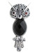 Sterling Silver Owl Onyx and Garnet Pendant