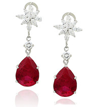 Ruby Pear Shape Clip Earrings 