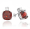 Sterling Silver .925 Square Cushion Cut Round Cubic Zirconia Stud Earrings