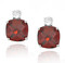 Sterling Silver Cushion Cut Red Ruby Cubic Zirconia Stud Earrings