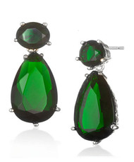 Sterling Silver .925 Drop Emerald Earrings 
