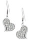 Sterling Silver CZ Pave Heart Dangling Earrings